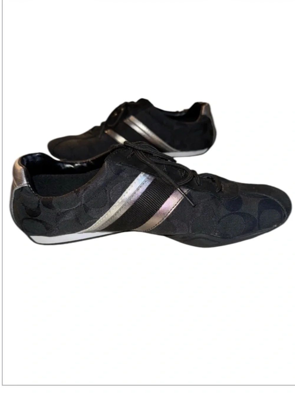 Y2K Coach Jayme Signature Canvas Sneakers Black Silver Racing Style Sz 8 Box